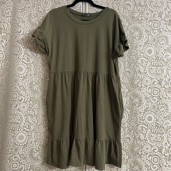 Lulu’s Fall Olive Green Ruffle Dress Plus Size 1X - Picture 1 of 7